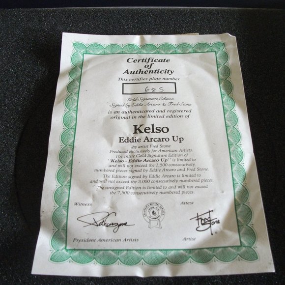 Fred Stone Gold Signature Edition Kelso Eddie Arcaro Up Collectors Plate - Picture 6 of 10